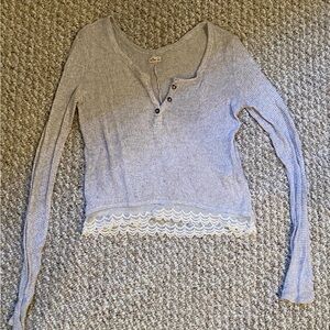 Hollister Long Sleeve Top with Lace Detail